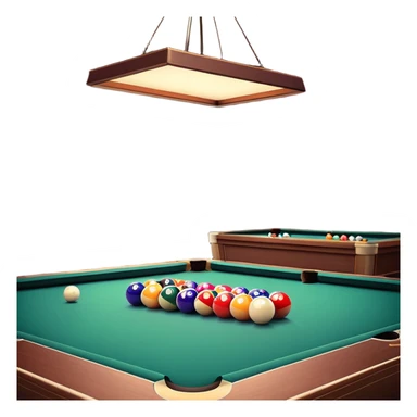 A well-arranged pool table with colorful billiard balls neatly placed, and a cue stick poised to take a shot. The setting is a dimly lit room with a focused atmosphere, highlighting the precision and strategy involved in the game of billiards. sticker