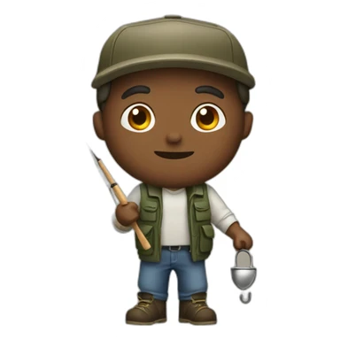 men with fishing hook sticker