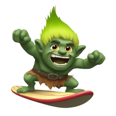 Small Troll Surfing sticker