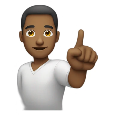 A man pointing index finger to the right sticker