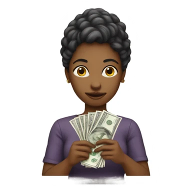 Women holding money like a child  sticker