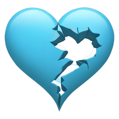 a sky blue heart broken in half sticker