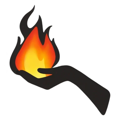female hand wielding flame sticker