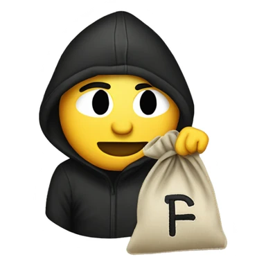 Thief stealing money bag with the word “Toptier” embroidered on it sticker