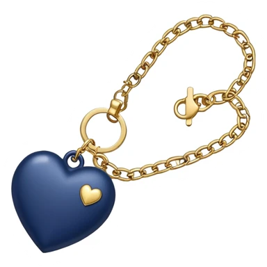 Navy blue heart with gold chains charm keychain sticker