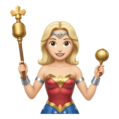 Blonde Wonder Woman holding conductor’s baton and bell  sticker