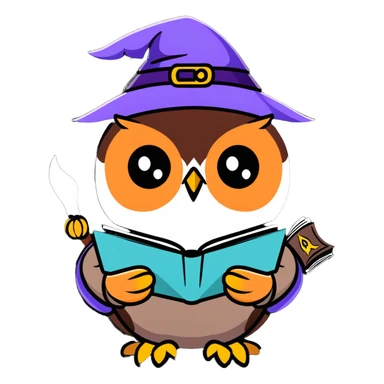 owl wizard with spell book sticker