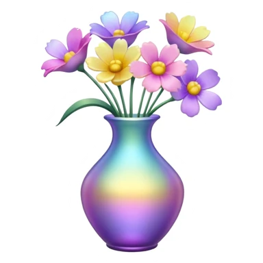 Iridescent vase with pastel flowers sticker