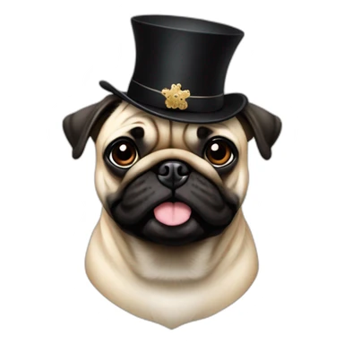 pug with black jewish hat and paces sticker