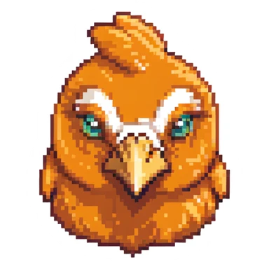 ultra-minimal blocky chicken head emoji with one large white square pixel, extremely simple and abstract, playful, matching Minecraft palette colors sticker