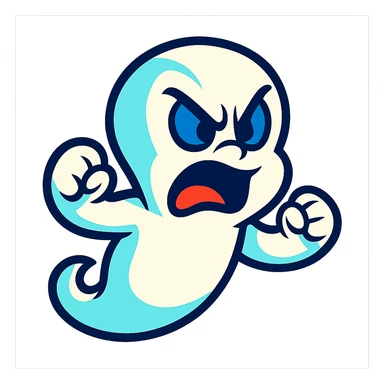 angry Casper ghost in vibrant toon style sticker