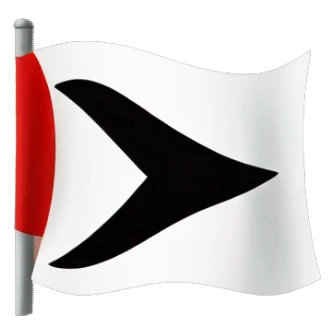 Red flag with a white circle in center and a black X letter inside. sticker