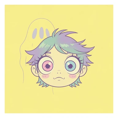 pastel horror profile picture, cute, expressive, minimal, variation 1 sticker