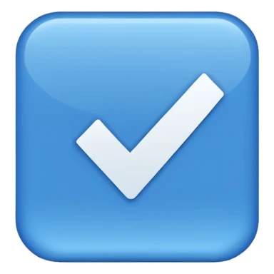 blue check mark in a square sticker