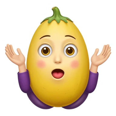 Yellow 😳 face holding a eggplant with two hands ￼ sticker