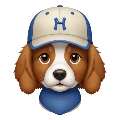 Brittany dog with baseball cap sticker