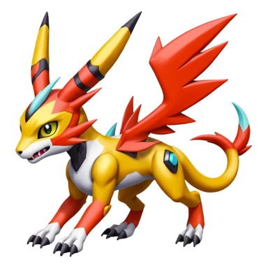 Meloetta-Wargreymon-Renamon-Guilmon-Pokémon-Digimon-Fakémon-fusion-hybrid-creature sticker