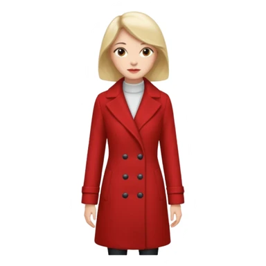red woman's coat sticker