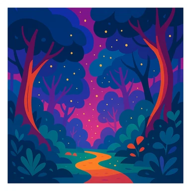 enchanted forest with magical colors sticker