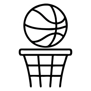 a ball basket, minimal outline style sticker