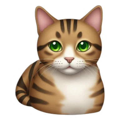 Fat brown striped cat with green eyes sticker