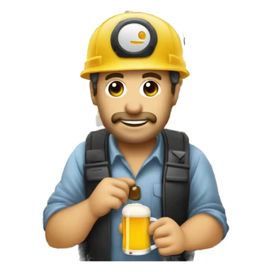 Ingeniero con casco  bebiendo cerveza sticker