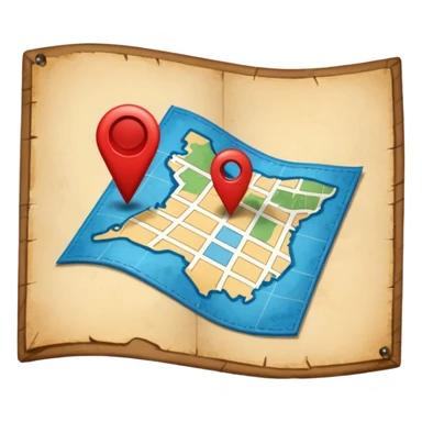 a map with a pin sticker