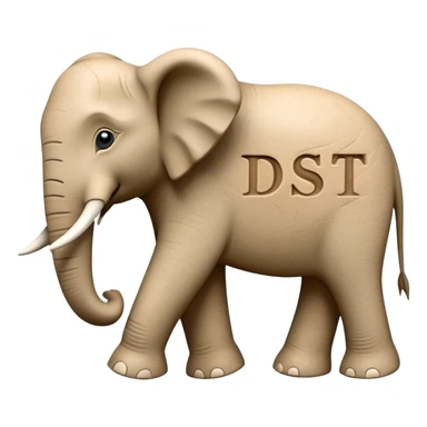 Words DST above a elephant sticker