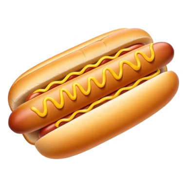 Cinematic Realistic Hot Dog Dish Emoji, featuring a classic hot dog in a bun topped with mustard and relish rendered with crisp textures and vibrant, dynamic lighting. sticker