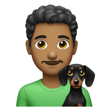 Lebanese with green eyes holding a black dachshund sticker