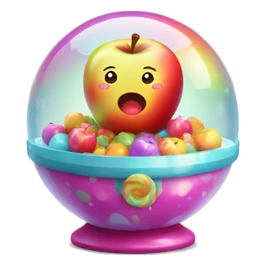 Kawaii colorful baby Apple in a candy globe sticker