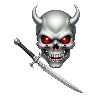 Devil skull biting a dagger sticker