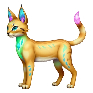 An iridescent transparent luminescent colorful lynx-caracal-serval-fakemon-Digimon-creature-hybrid sticker