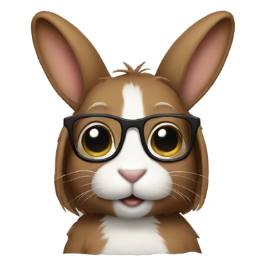  brown bunny with hair and glasses  sticker