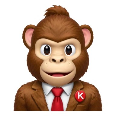 Donkey Kong🦍 with red tie with his initials (DK) on sticker