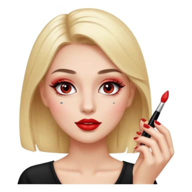 Girl doing make up with glossy nails and eyelashes sticker