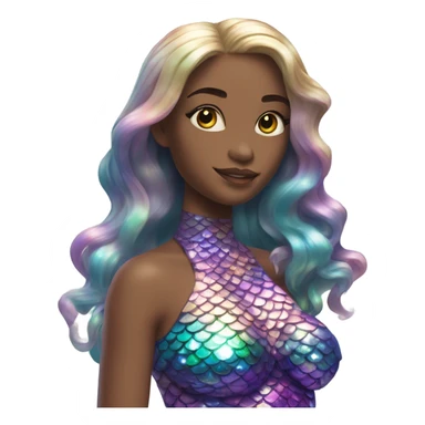 mermaid, model, magical, iridescent, mystical, shiny, holographic, highlights, scales  sticker