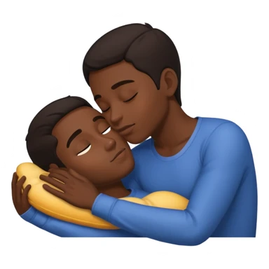 1 Dark skin male , 1 light skin dark hair male,spooning, kissing, touching, in love sticker