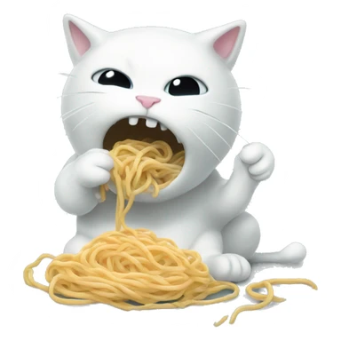 ghost cat eating noodl sticker