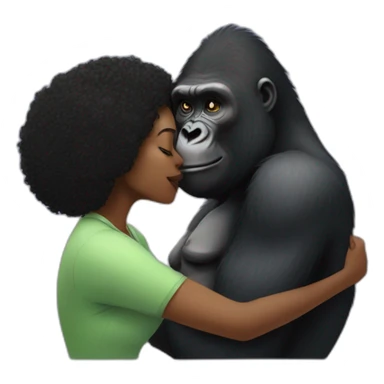 gorilla kissing a black woman sticker