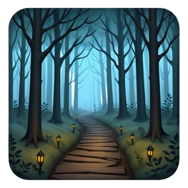 dark foggy forest with a path sticker