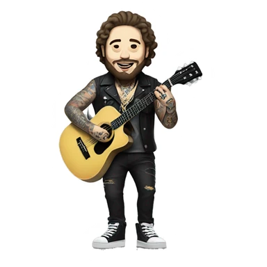post malone full body with his tattoos and playing a guitar sticker