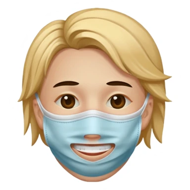 Quiero q sea una carita rota con tristeza q use una máscara q la haga ver feliz sticker