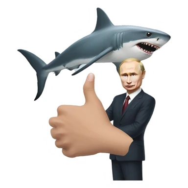 Putin shows shark in hand sticker