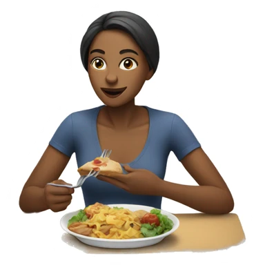 a woman eating a meal sticker