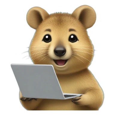 Cute and lovely quokka using laptop sticker