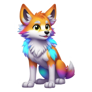 Anthro Colorful Shiny Fionbri-Falvie-sparkle-wolf-sona with neon markings full body sticker