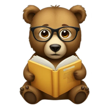 Bear with glasses reading a book sticker