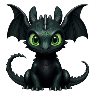 Dragon, toothless in how to train your dragon, black skin, and green eyes, cute  sticker