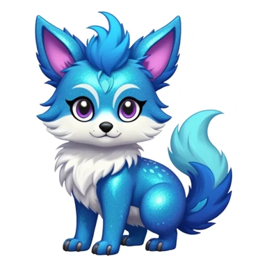 Cool cute Kawaii edgy fantasy animal sparkle fursona Fionbri creature by griffsnuff & LiLaiRa & Falvie full body sticker